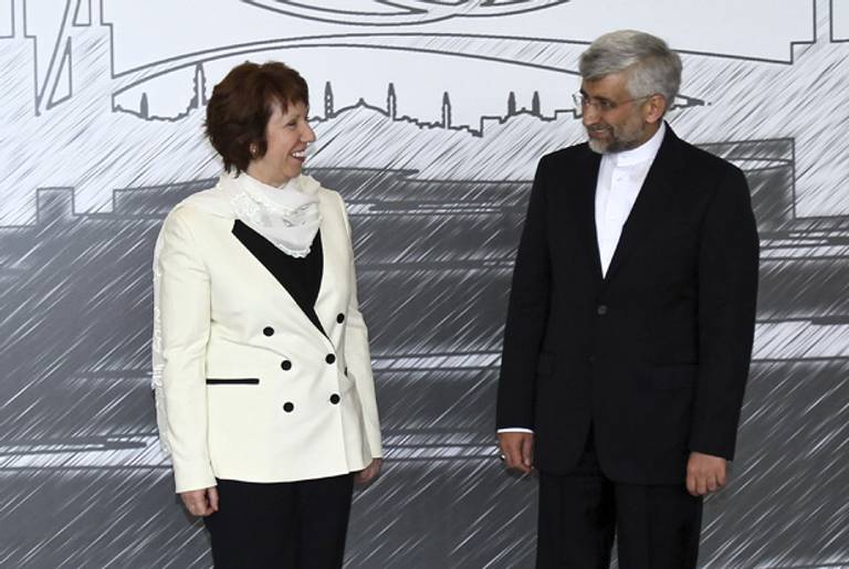 Negotiators Catherine Ashton and Saeed Jalili last month in Istanbul(TOLGA ADANALI/AFP/Getty Images)
