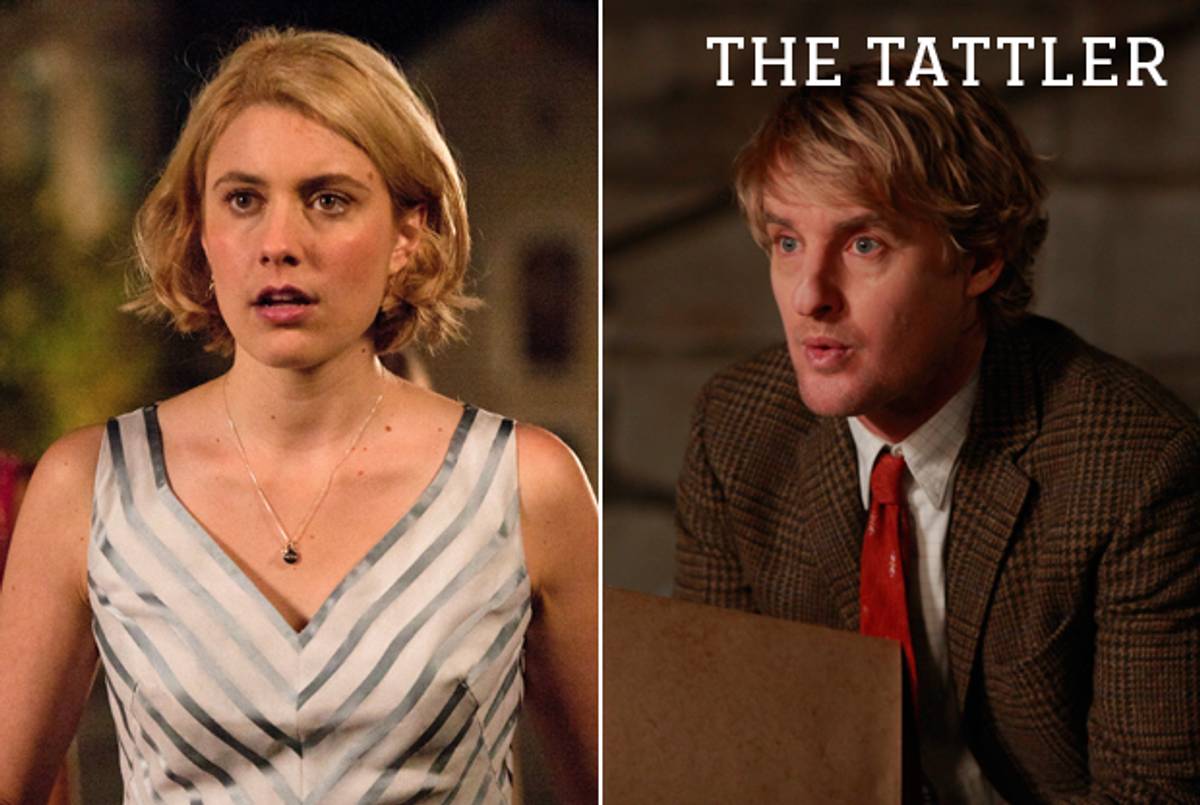 Greta Gerwig as Violet in Whit Stillman’s Damsels in Distress (left) and Owen Wilson as Gil in Midnight in Paris(Left: Sabrina Lantos, right: Roger Arpajou, both courtesy Sony Pictures Classics.)