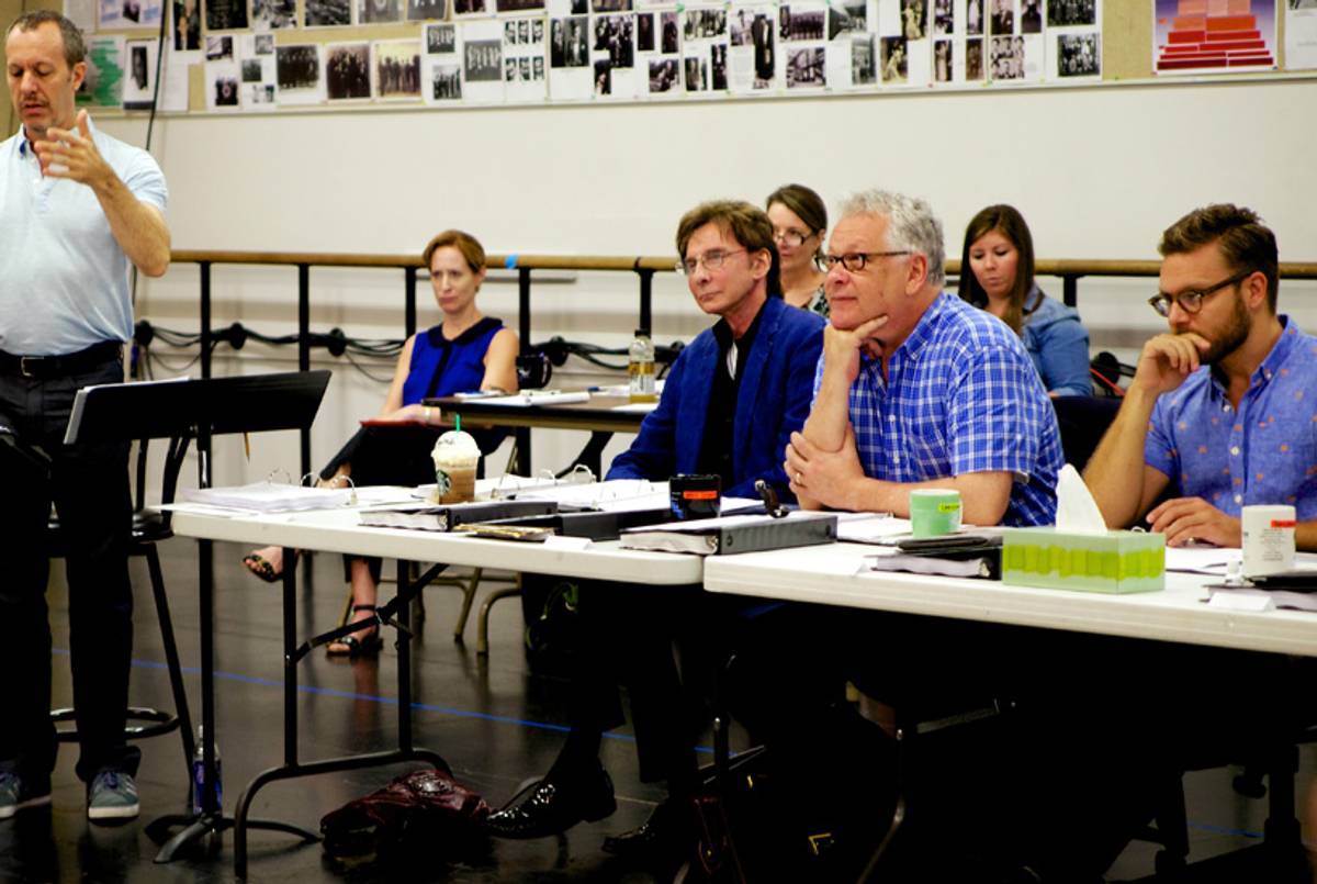 Barry Manilow and Bruce Sussman on the first day of rehearsals for Harmony.(Courtesy of Alliance Theatre)