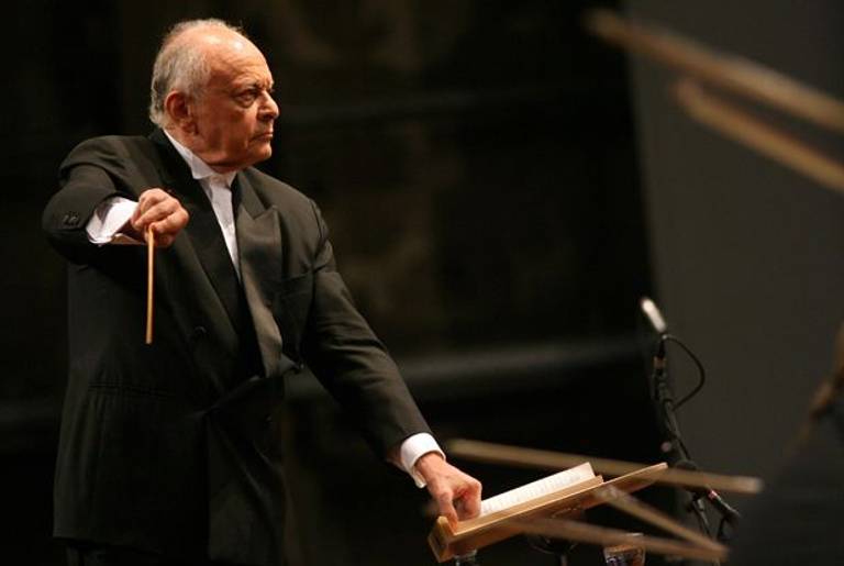 Lorin Maazel conducting Mahler's Eighth Symphony in Duisburg, Germany, 2010. 