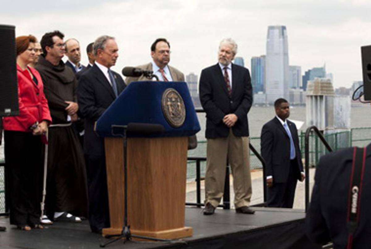 Mayor Michael Bloomberg speaking yesterday.(Michael Nagle/Getty Images)