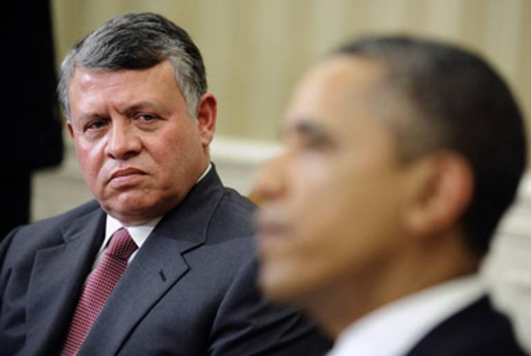 King Abdullah II and President Obama in the Oval Office yesterday.(Jewel Samad/AFP/Getty Images)