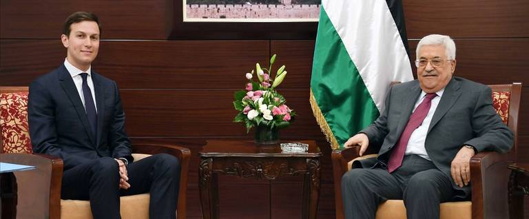 In this handout image provided by the Palestinian Press Office, Palestinian President Mahmoud Abbas, right, meets with Jared Kushner, senior adviser to U.S. President Donald Trump, on June 21, 2017, in Ramallah