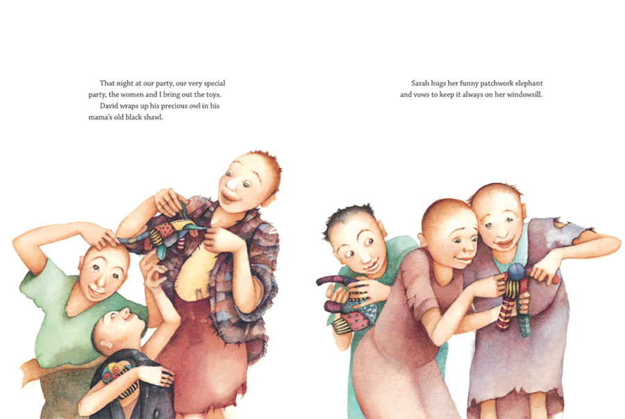 (LET THE CELEBRATIONS BEGIN!. Text copyright © 1991, 2013 by Margaret Wild. Illustrations copyright © 1991, 2013 by Julie Vivas. Reproduced by permission of the publisher, Candlewick Press, Somerville, MA on behalf of Walker Books, Australia.)