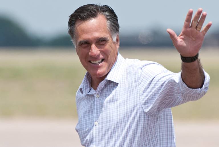 Republican candidate Mitt Romney yesterday.(Nicholas Kamm/AFP/GettyImages)