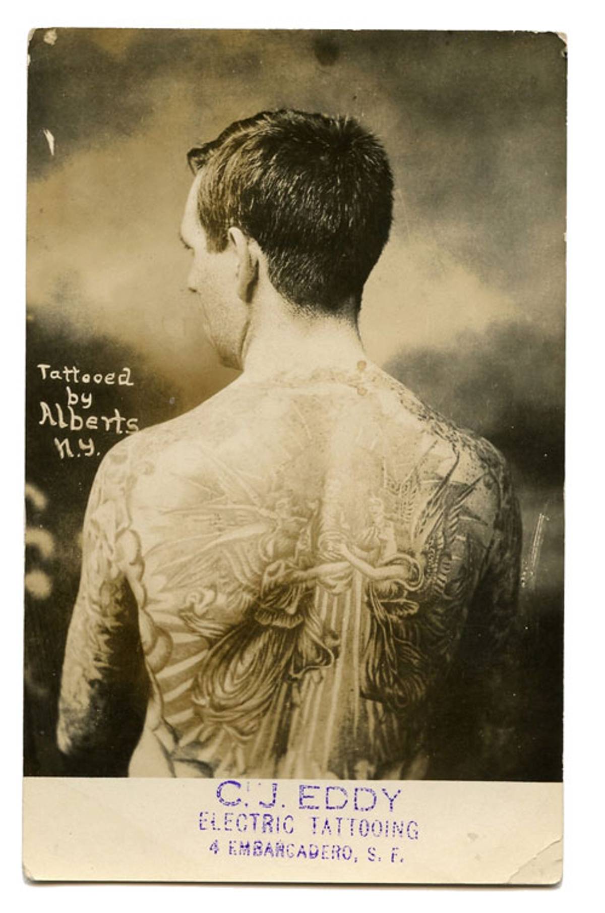Unknown, Backpiece by ‘Lew the Jew’ Alberts on San Francisco tattooer C.J. ‘Pop’ Eddy’s promotional flyer, circa 1920. (Photo courtesy Don Ed Hardy)