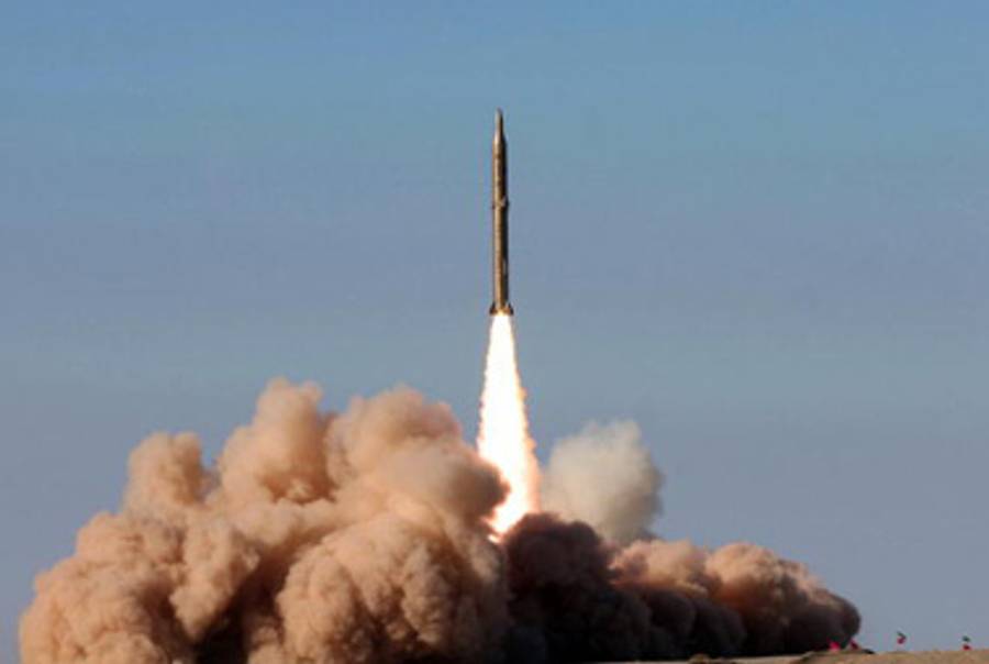Iran’s news service distributed this image of what it said was a new ground-to-ground missile being test fired on November 12, 2008.(Fars News Agency/AFP/Getty Images)