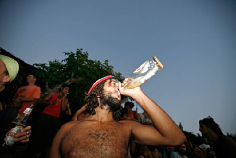 An Israeli parties on Anjuna Beach in Goa, India, 2007.(Adeel Halim/Bloomberg via Getty Images)