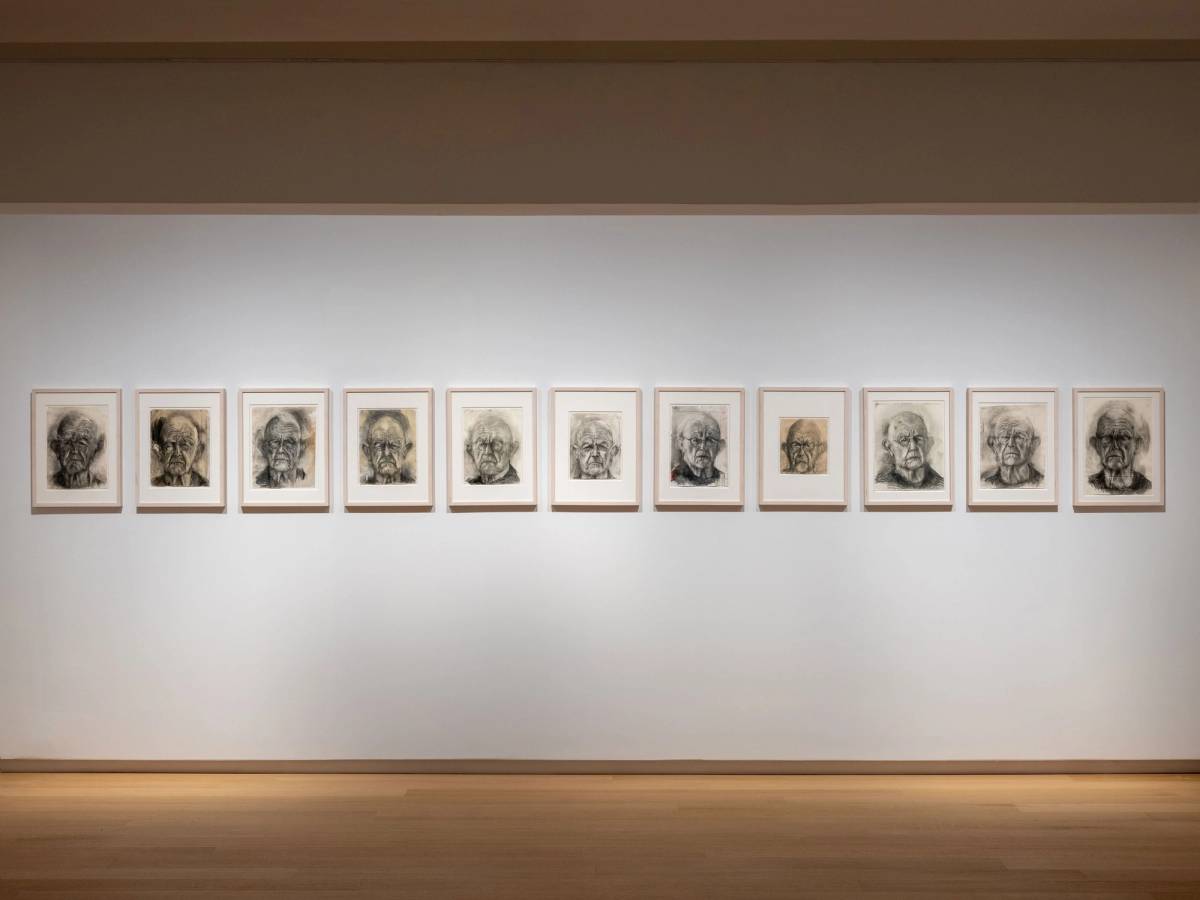 Jim Dine, ‘Drawing the Minutes A-K,’ 2020-2023; pencil on paper, suite of 11 self-portraits made over the course of two years
