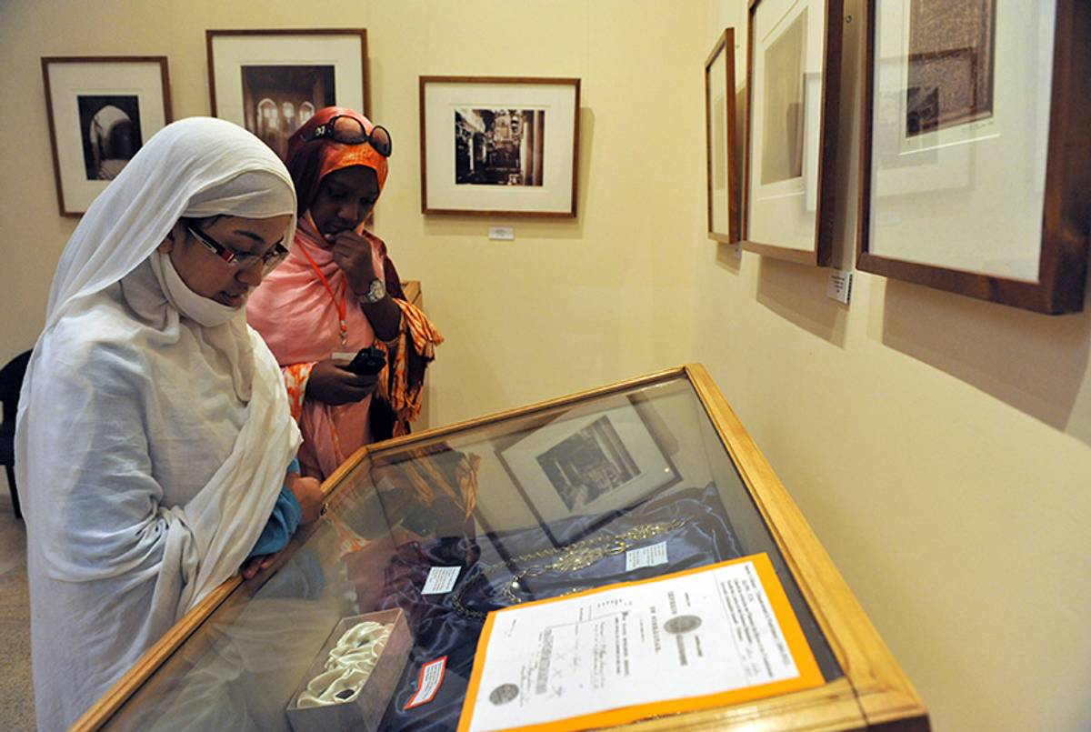 Students look at a display at the Judaism Museum in Casablanca on Jan. 28, 2011. (Abdelhak Senna/AFP/Getty Images)