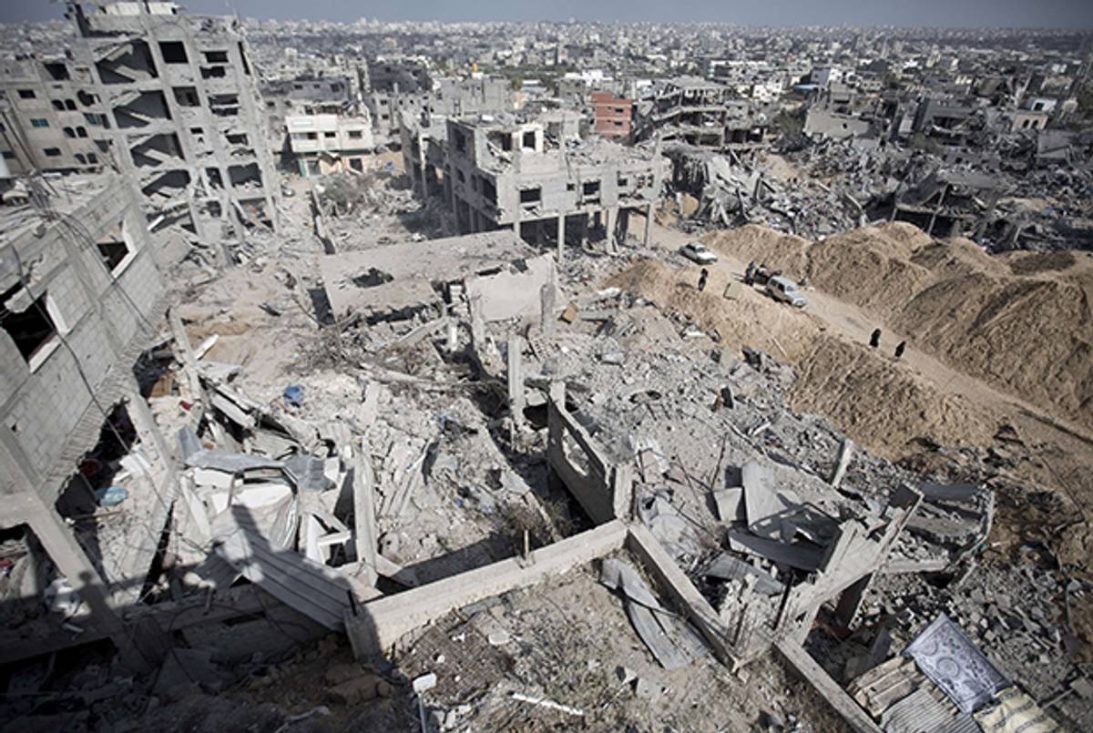 A general view shows the destruction in part of Gaza City's al-Tufah neighbourhood as the fragile ceasefire in the Gaza Strip entered a second day on August 6, 2014. (MAHMUD HAMS/AFP/Getty Images)