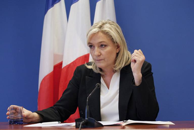 France's Far-right Front National President Marine Le Pen gives a press conference on January 16, 2015. (MATTHIEU ALEXANDRE/AFP/Getty Images)