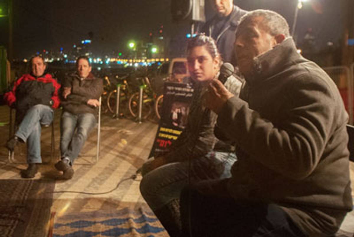 Wajeeh Tomeezi at the Peace Square in Jaffa on Dec. 19, 2015. (Photo: Judith Hertog)