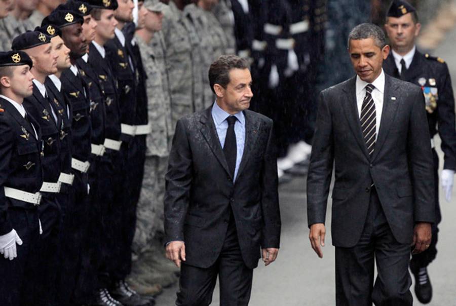 Presidents Sarkozy and Obama a few days ago.(Markus SchreiberAFP/Getty Images)