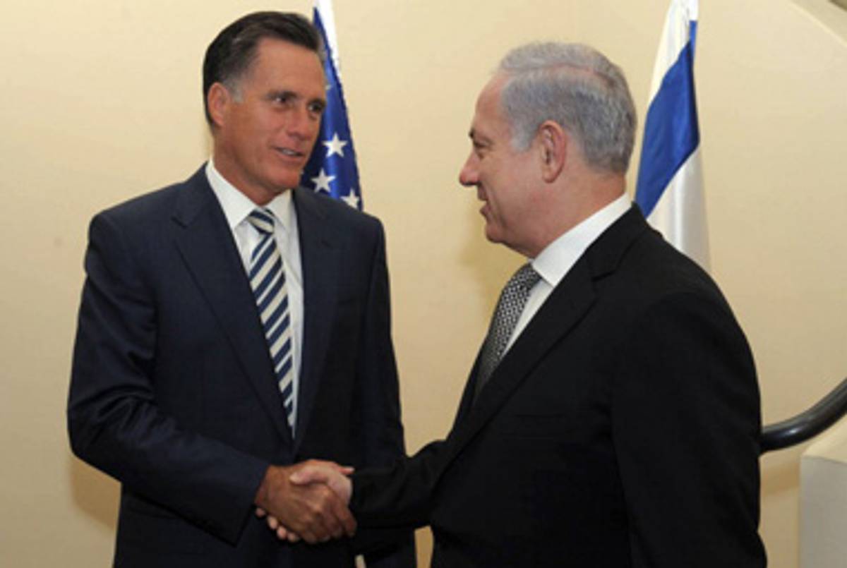 The former Massachusetts governor and the current Israeli prime minister.(Amos BenGershom/GPO via Getty Images)