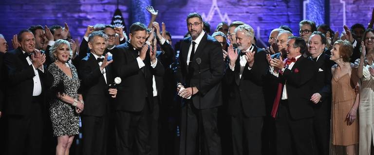 The cast and crew of 'The Band's Visit' accept the award for Best Musical onstage during the 72nd Annual Tony Awards at Radio City Music Hall on June 10, 2018 in New York City.
