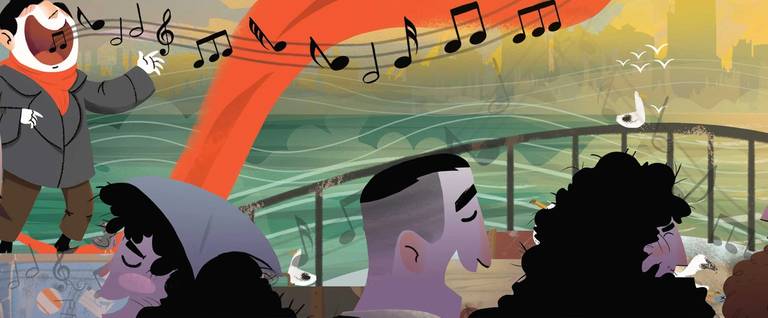 From 'Irving Berlin: The Immigrant Boy Who Made America Sing,' by Nancy Churnin, illustrated by James Rey Sanchez.