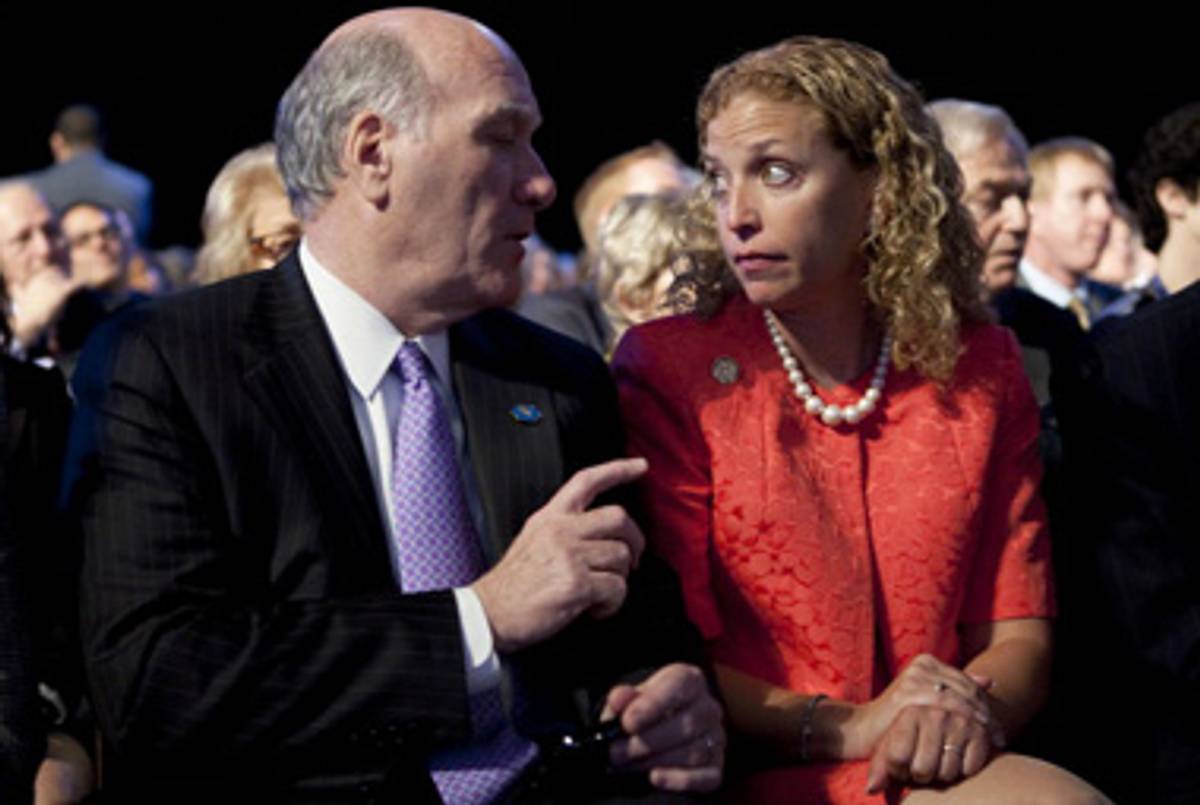 White House chief-of-staff Bill Daley and Rep. Debbie Wasserman Schultz at the AIPAC Conference.(Joshua Roberts/Getty Images)