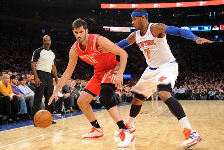 Omri Casspi of the Houston Rockets during a game against the New York Knicks at Madison Square Garden on November 14, 2013 in New York City. (Maddie Meyer/Getty Images)