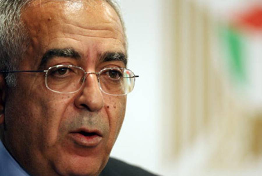 Prime Minister Salam Fayyad yesterday.(Abbas Momani/AFP/Getty Images)