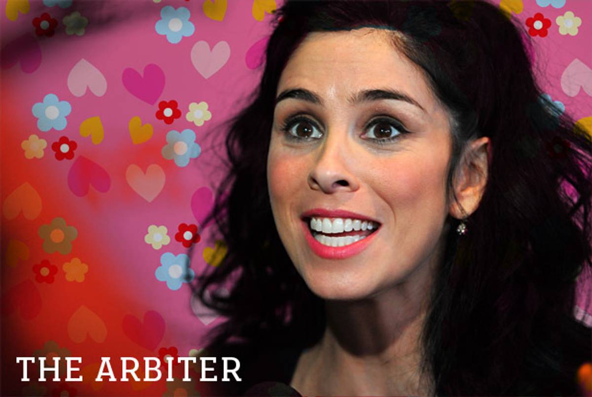 Sarah Silverman.(Photoillustration Tablet Magazine; original photo Alberto E. Rodriguez/Getty Images; background pattern Ellen Beijers/Shutterstock.)