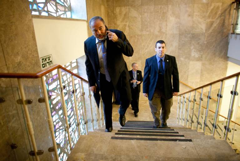 Israeli Foreign Minister Avigdor Lieberman arrives for the weekly cabinet in Jerusalem on November 20, 2011.(Uriel Sinai/AFP/Getty Images)