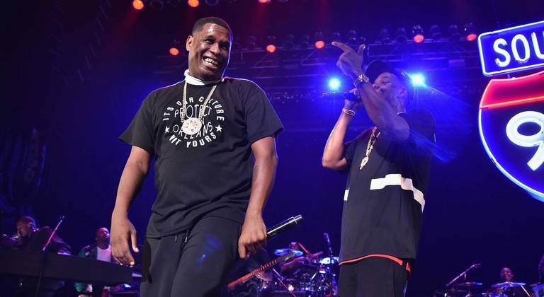Jay Electronica, left, and Jay-Z perform in New York City, 2015