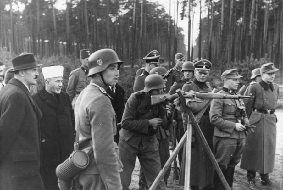 The Grand Mufti Amin Al-Husaini with the Waffen SS in 1943.(Deutsches Bundesarchiv via Wikimedia Commons)
