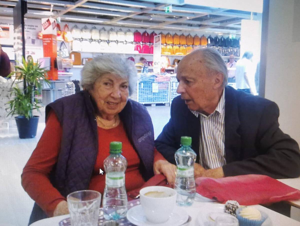 Milan and the author's grandmother (Malvina Gold) in Slovakia, shortly before she died, 2016