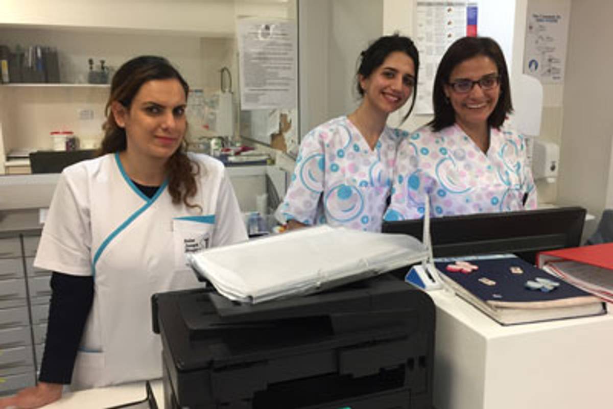 Palestinian medical staff in St. Joseph’s postpartum ward. (Photo: Sara Toth Stub)