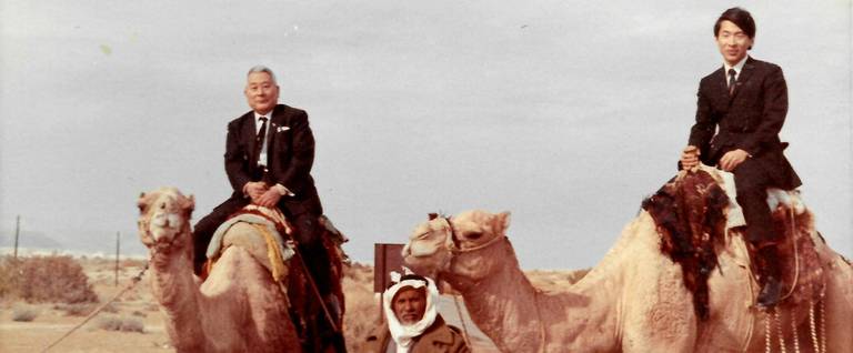 Chiune Sugihara and his son Nobuki in the Golan Heights, December, 1969.