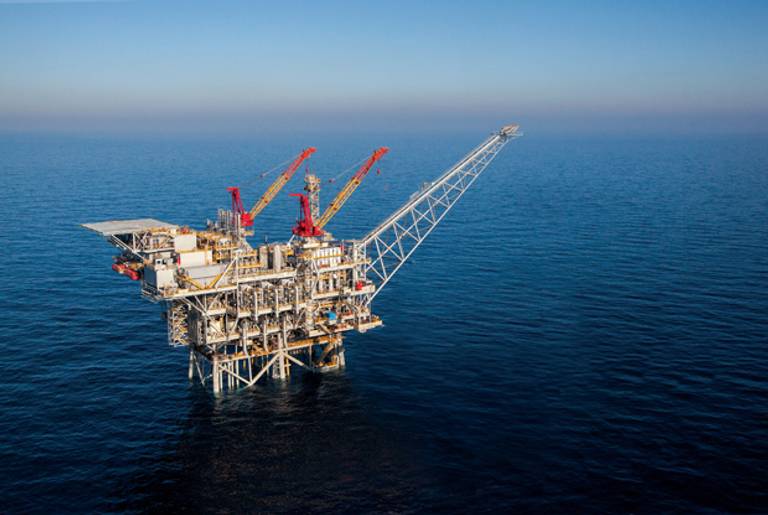 The Tamar drilling natural gas production platform is seen some 25 kilometers West of the Ashkelon shore on March 28, 2013 in Israel.(Albatross via Getty Images)