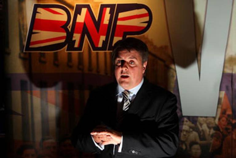 Leader of the British National Party, Nick Griffin MEP gives a media conference in the Ace of Diamonds pub on June 10, 2009 in Manchester, England.(Christopher Furlong/Getty Images)