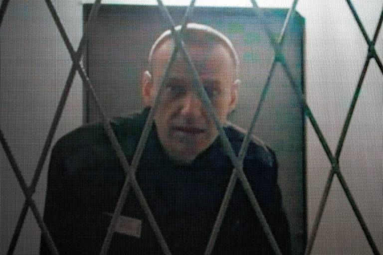 Alexei Navalny appears via a video link from the Arctic penal colony where he was serving a 19-year sentence, provided by the Russian Federal Penitentiary Service during a hearing of Russia's Supreme Court in Moscow, on Jan. 11, 2024