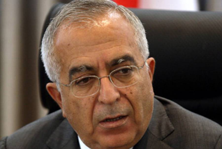 Palestinian Prime Minister Salam Fayyad late last month.(Abbas Momani/AFP/Getty Images)
