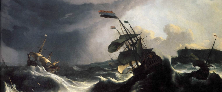 A painting by Ludolf Bakhuizen: 'Warships in a Heavy Storm'