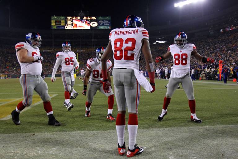 The New York Giants celebrate a touchdown Sunday.(Jonathan Daniel/Getty Images)