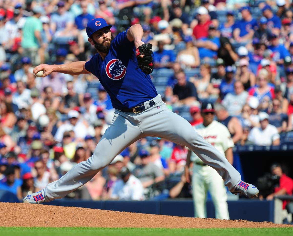The Cubs are banking much of their success on the arm of ace Jake Arrieta, seen here pitching against the Braves in Atlanta, June 11, 2016. (Scott Cunningham/Getty Images)