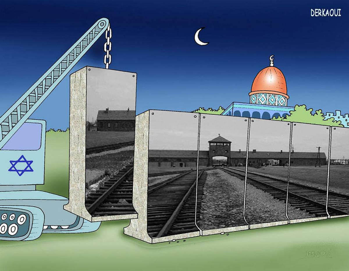 Fig. 18: This cartoon by Derkaoui Abdellah, which won first prize in the 2006 Iranian Holocaust Cartoon Competition in Tehran, was reposted on Daily Kos.