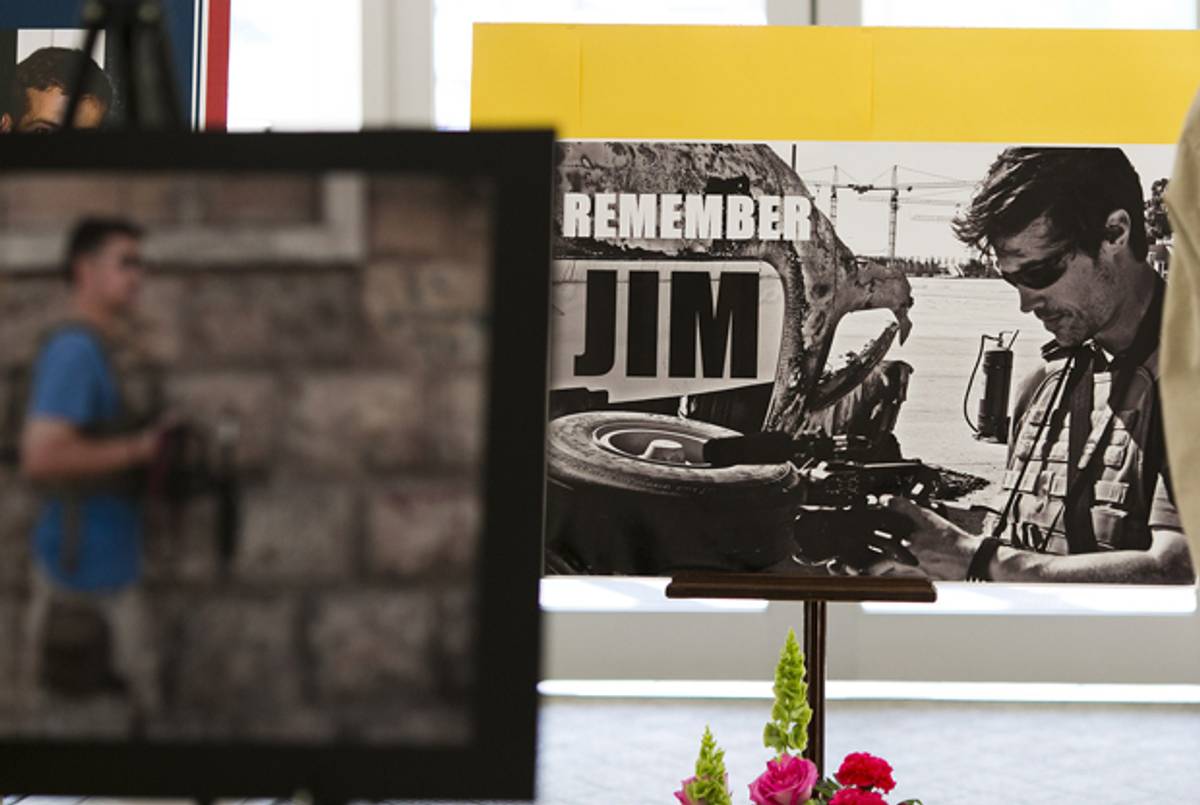 Display in memory of James Foley at Our Lady of the Holy Rosary Parish in Rochester, New Hampshire. (DOMINICK REUTER/AFP/Getty Images)