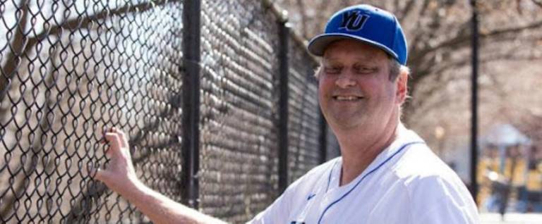 Bob Tufts as pitching coach of Yeshiva University’s Baseball Team in 2017.