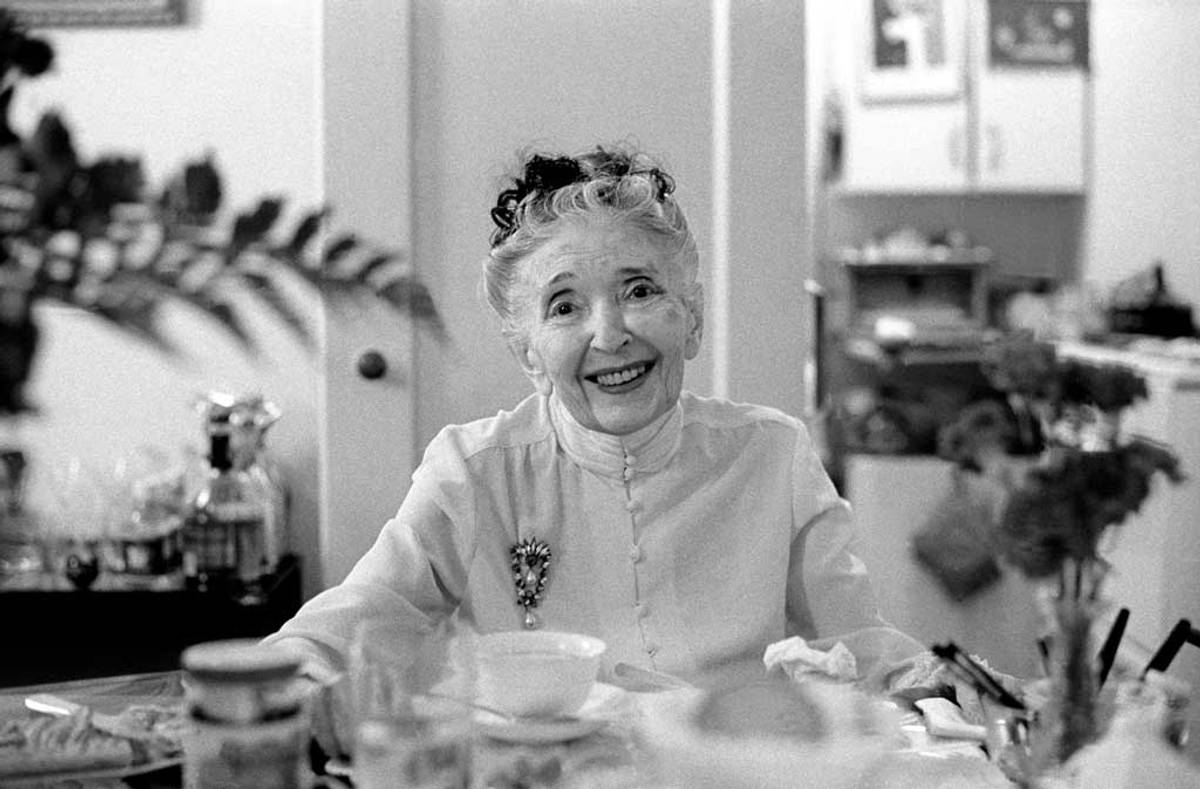 Clara Rockmore in her home, July 31, 1996 (Photo © Steve J. Sherman)