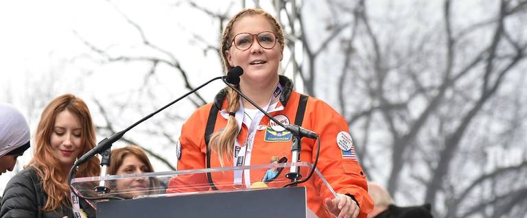 Amy Schumer speaks onstage during the rally at the Women's March on Washington on January 21, 2017 in Washington, DC. 