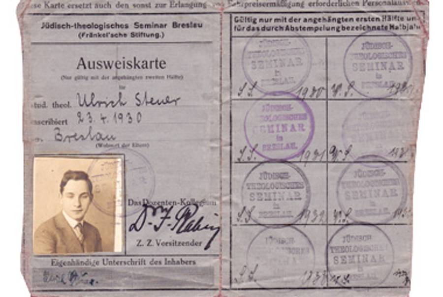 Ulrich Steuer's Jewish theological seminary student card(Courtesy Jonathan Steuer)