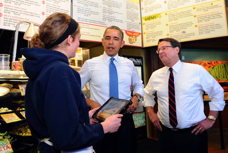 Hail to the Reuben chief, placing his order at Zingerman's. (JEWEL SAMAD/AFP/Getty Images)