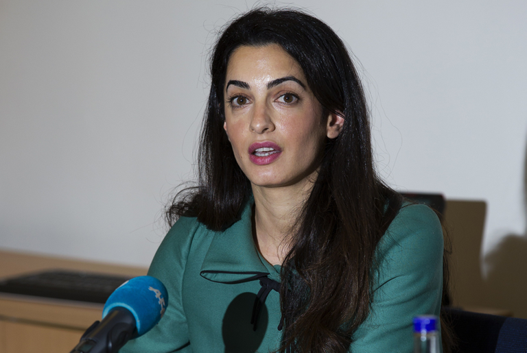 Amal Alamuddin at a press conference in London in November, 2012. (Justin Tallis/AFP/Getty Images)