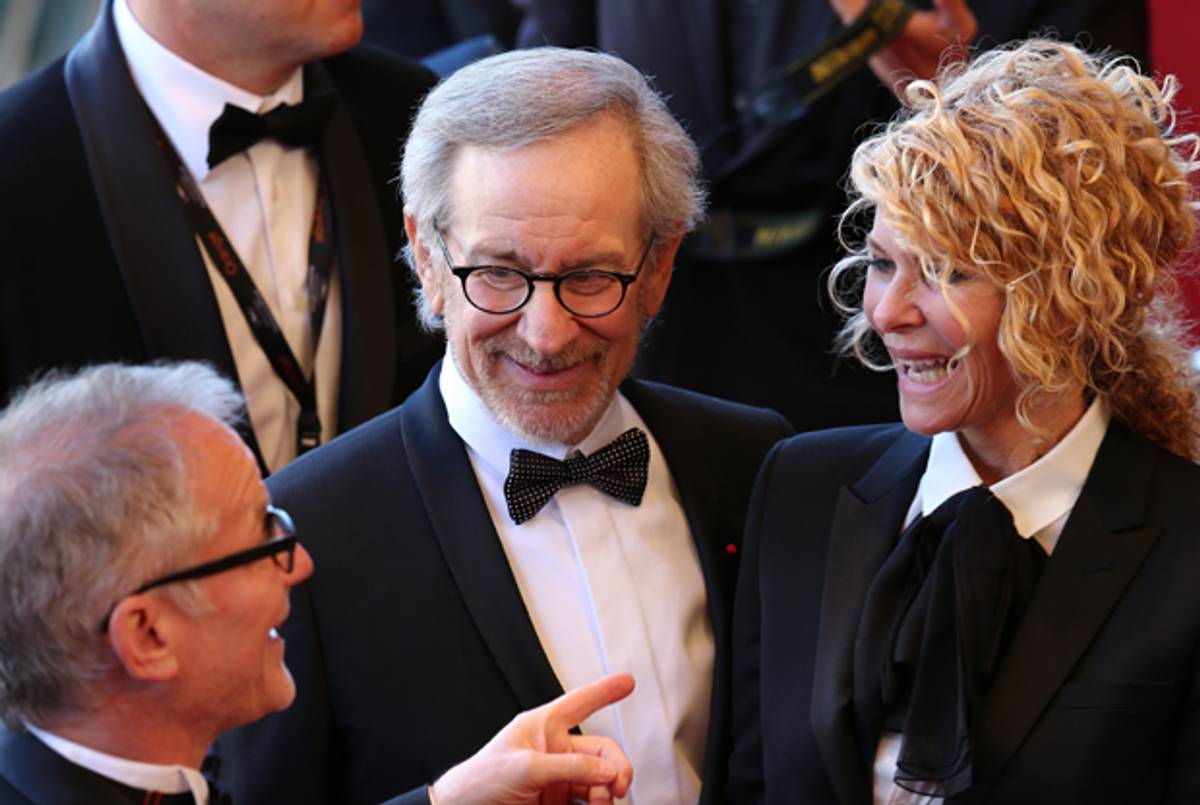 Cannes Film Festival artistic director Thierry Fremaux, Steven Spielberg, and Kate Capshaw during the 66th Annual Cannes Film Festival on May 25, 2013 in Cannes, France. (Neilson Barnard/Getty Images)