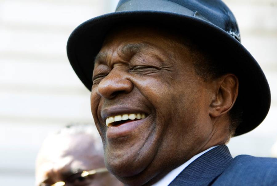 Marion Barry laughs during a news conference in front of Washington's City Call, July 6, 2009. (Manuel Balce Ceneta/AP)
