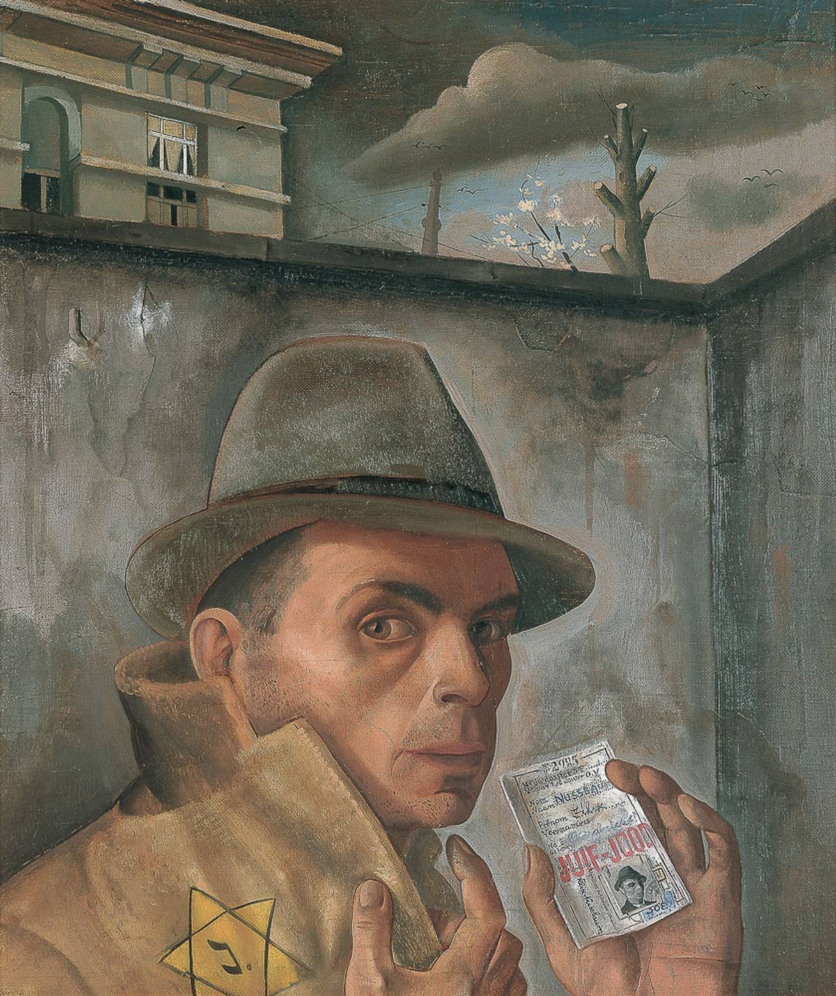 ‘Self-Portrait with Jewish Identity Card,’ circa 1943, oil on canvas (Photo: Museumsquartier Osnabrück, Felix Nussbaum Haus. © 2019 Artists Rights Society (ARS), New York)