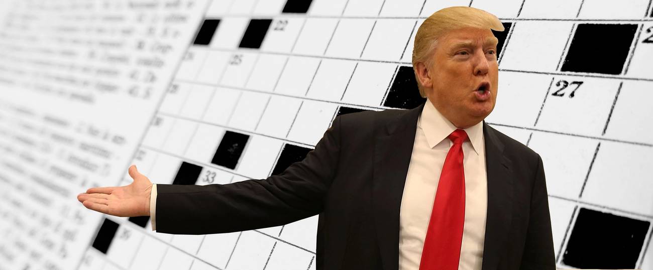Collage: Tablet magazine; Trump: Joe Raedle/Getty Images; Crossword: Shutterstock